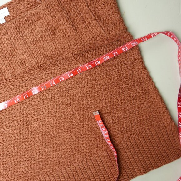 V Neck Rust Shaker Cropped Cotton Sweater - Picture 3 of 5